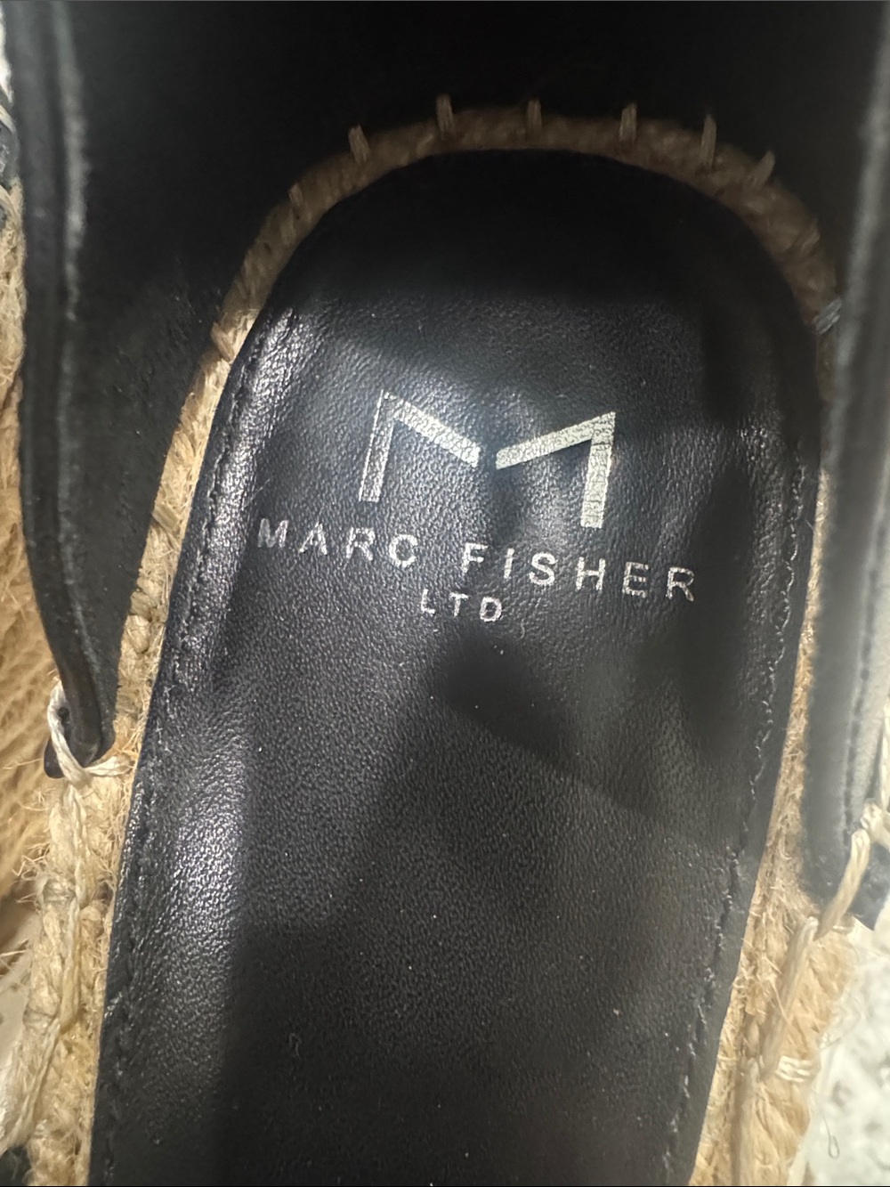 Marc Fisher Black Suede Espadrille Wedge Sandals with Ankle Strap - Picture 5 of 9